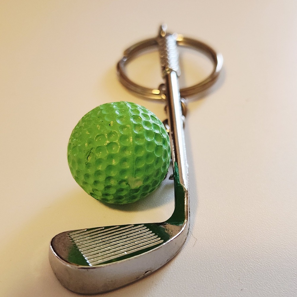 Golf Ball and Club Keychain, Sports Fan Gift, Bag Charm, Golfer Keyring‎ NWOT